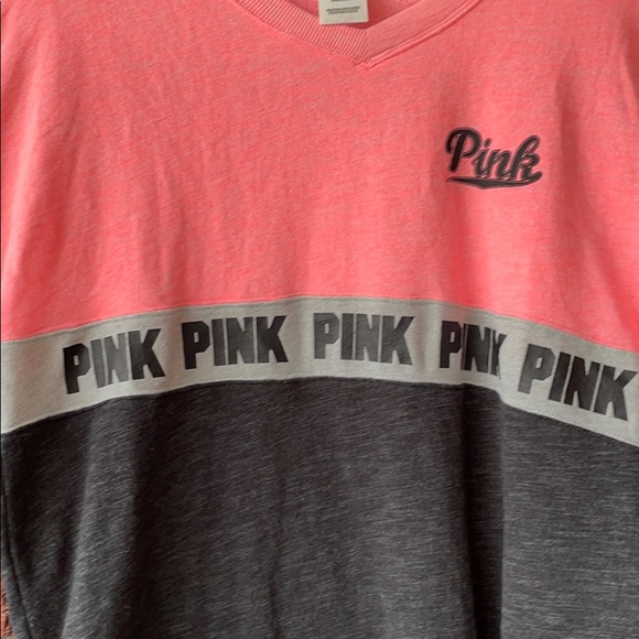 VS PINK V-NECK VARSITY CREW SWEATSHIRT - Picture 4 of 8